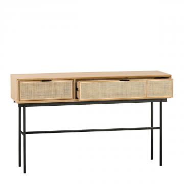 Console Augustin 2 Tiroirs Chêne Cannage Naturel Blanc d'Ivoire