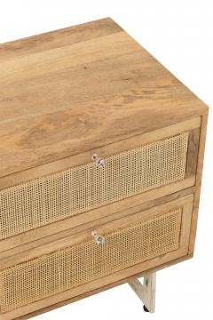 Table de Chevet Weaving 2 Tiroirs Bois Rotin Naturel