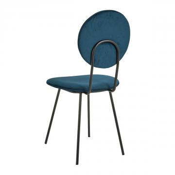Chaise Colette Velours Bleu Nuit Blanc d'Ivoire