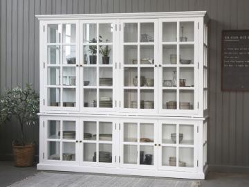 Vitrine 8 Portes Vitrées Bois Blanc