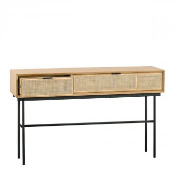 Console Augustin 2 Tiroirs Chêne Cannage Naturel Blanc d'Ivoire