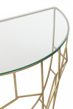 Console Demi Lune Moza Métal Verre Or