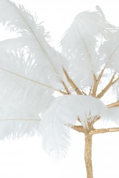 Arbre Métal Or Plumes Blanches 190cm