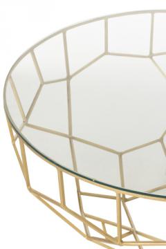 Table Basse Moza Métal Verre Or