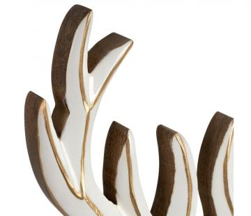 Deco Cerf Bois Blanc Doré H39cm
