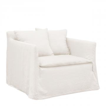 Fauteuil Gabriel 100% Lin Blanc Blanc d'Ivoire