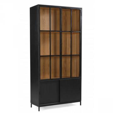 Vitrine 2 Portes Yalta Bois Métal Noir