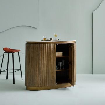 Comptoir Bar Buren Bois Massif Marbre