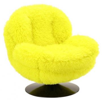 Fauteuil Memento Fausse Fourrure Poils Longs Jaune Athezza
