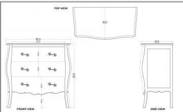 Commode 3 Tiroirs Murano Celeste