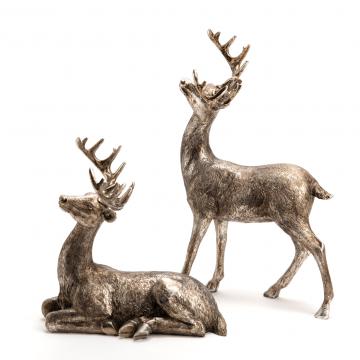 Cerf Allongé Argenté H23cm