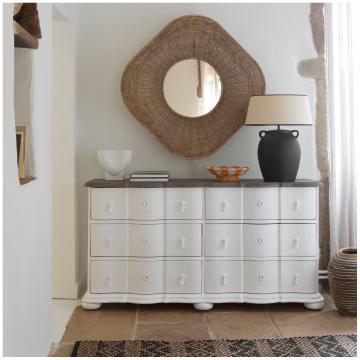 Miroir Isis Rotin Naturel Blanc d'Ivoire
