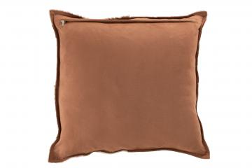 Coussin Carré Cuir Points Carrés Cognac