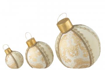Boule De Noël Velours Crème-Or ø40cm