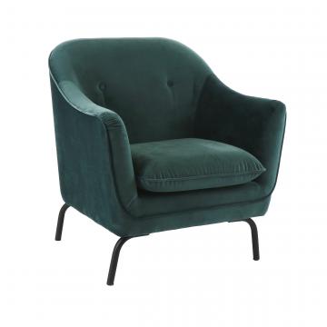 Fauteuil Velours Gris Vert Lusso Pomax