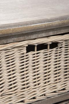 Meuble TV Paniers Osier Bois Naturel Grisé