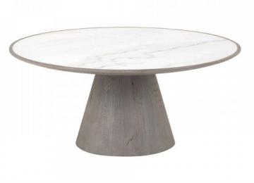 Table Basse Mafra Chêne Massif Marbre Blanc H35cm