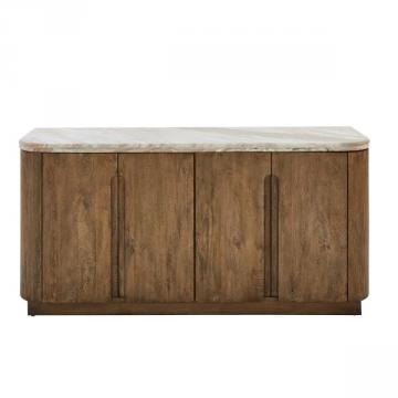Buffet 4 Portes Buren Bois Massif Marbre