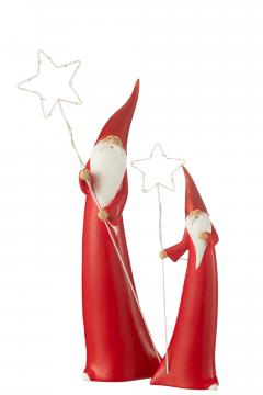 S/2 Pères Noël Etoile Led H51cm
