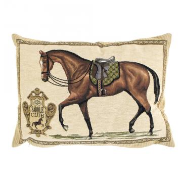 2 Coussins Gobelin Cheval Selle Verte 30x50