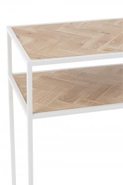 Console Bois Métal Zig Zag Naturel Blanc