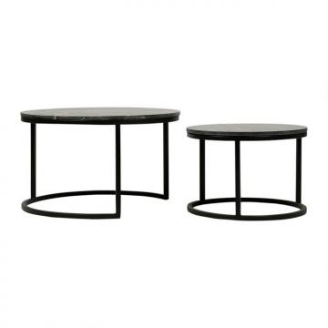 2 Tables Basses Retro Marbre Noir