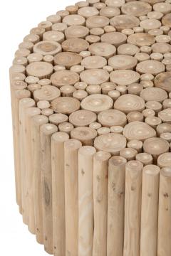 Table Basse Ronde Rondins Teck Naturel