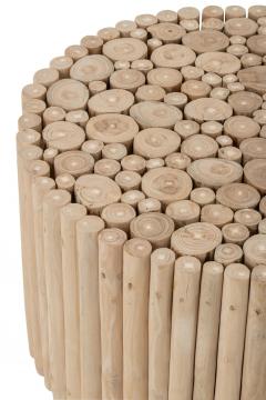 Table Basse Ronde Rondins Teck Naturel PM