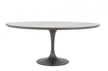 Table à Manger Ovale Tulipe Marbre Blanc 180cm