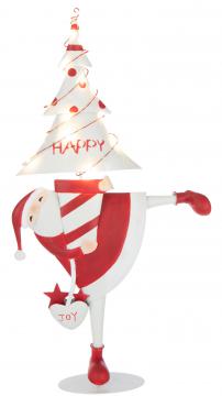 Père Noël Led Sapin Métal Blanc Rouge H77cm