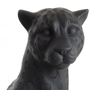 Statue Guépard Assis Noir Mat
