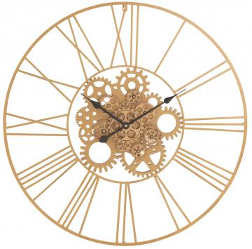 Horloge Ronde Engrenage Métal Or