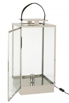 Lanterne Electrique Métal Argenté GM