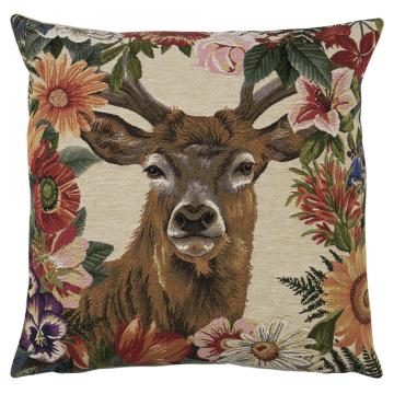 2 Coussins Gobelin Fleurs Cerf 45X45