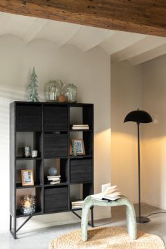 Cabinet Etagère Tiroirs Teck Noir Recyclé