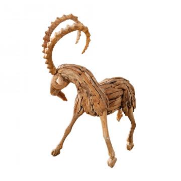 Sculpture Bouquetin Bois Naturel 169cm