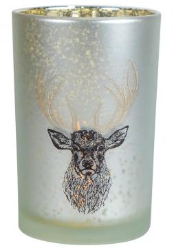 Photophore Cerf Bois Doré GM
