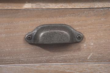 Console 2 Tiroirs 3 Paniers Osier Bois Naturel Grisé