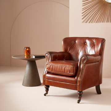 Fauteuil Bridge New Castle Cuir Chocolat