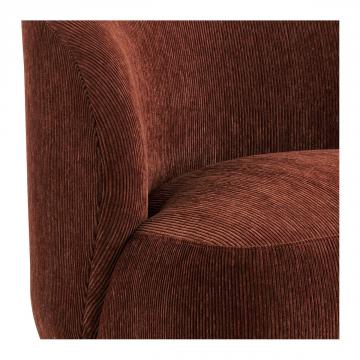 Fauteuil Lisette Velours Côtelé Brique Pivotant Blanc d'Ivoire