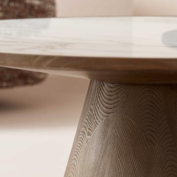 Table Basse Mafra Chêne Massif Marbre Blanc H35cm