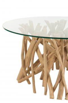 Table Basse de Salon Branches de Teck Naturel