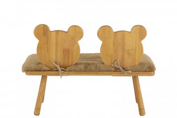 Chaise Enfant Nounours 2 Places Bois Naturel