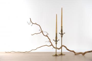 Bougeoir Chandelier Cerf Doré Vieilli PM
