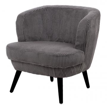 Fauteuil Dagmard Kily Velours Côtelé Gris