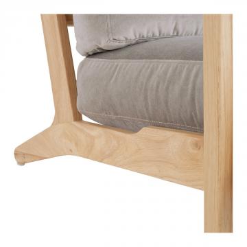 Fauteuil Jules Velours Gris Perle Blanc d'Ivoire