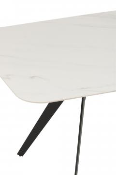 Table à Manger Rectangulaire Métal Porcelaine Blanc