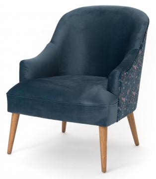 Fauteuil Velours Bleu Nuit Mike Amadeus