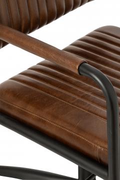 Chaise Bureau Réglable Cuir Marron Indus Vintage