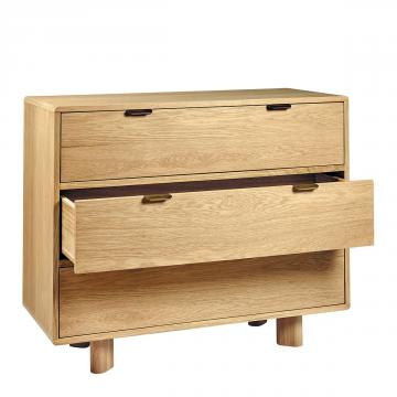 Commode 3 Tiroirs Simona Chêne Clair Blanc d'Ivoire